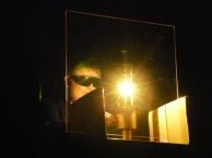 大阪市立科学館　大倉学芸員により　　　　　　　　　　　　　　　　　　　　　　　　　再現されたアーク灯の「あかり」
